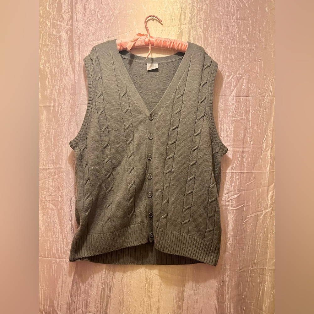 Oversized Gray Sweater Vest Grandpa Core
